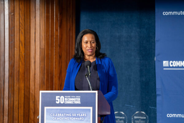 award woman podium